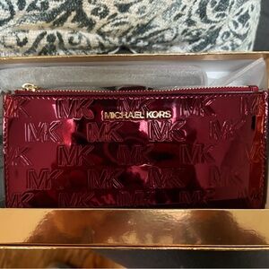 Michael Kors Jetset Red Patent Leather Phone wallet wristlet